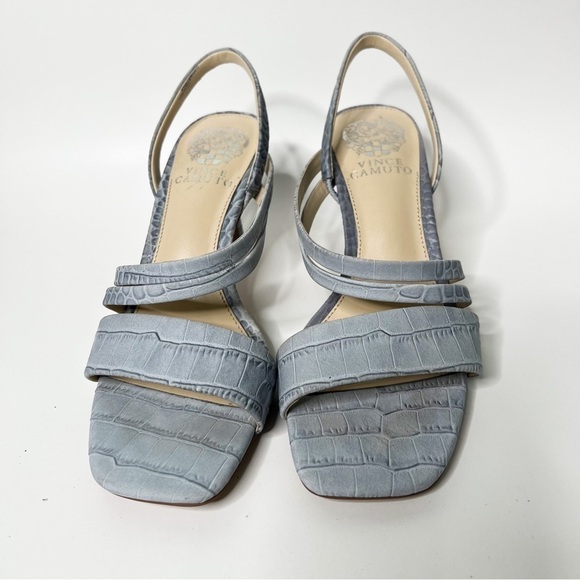 Vince Camuto Savesha Leather Strappy Heeled Sandals Pale Blue Size 7 - Picture 5 of 10